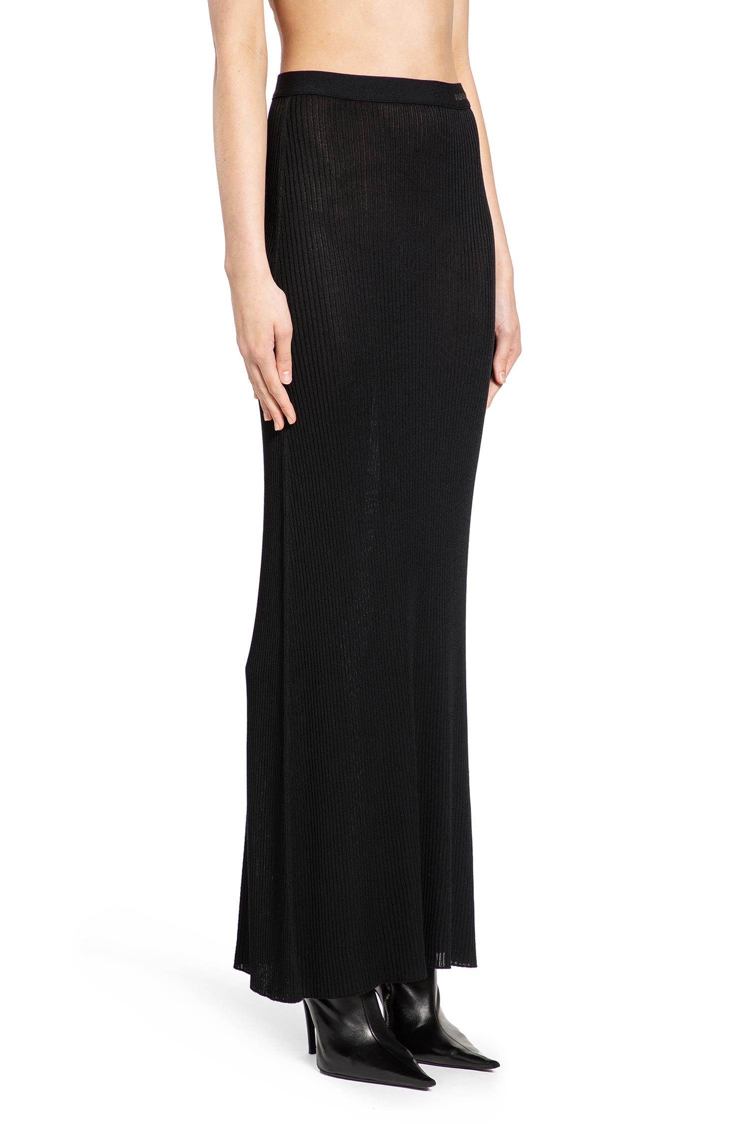 Sheer Rib Knit Long Skirt