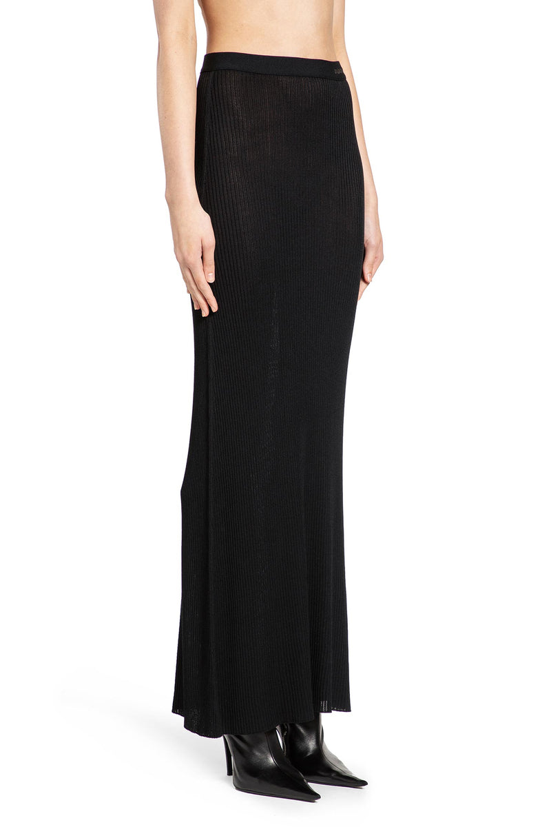 Sheer Rib Knit Long Skirt