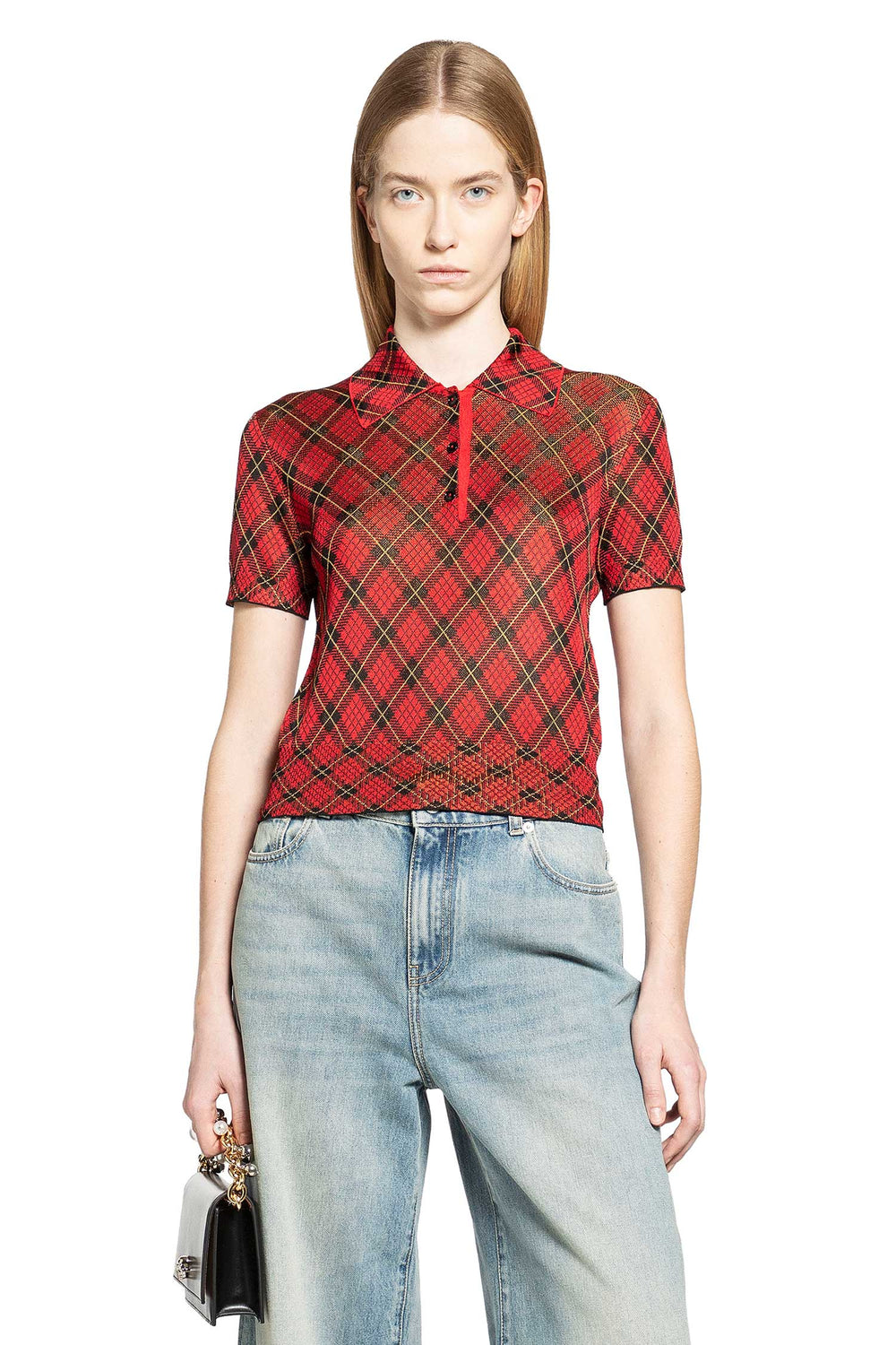 MCQUEEN Microcheck Polo Jersey woman