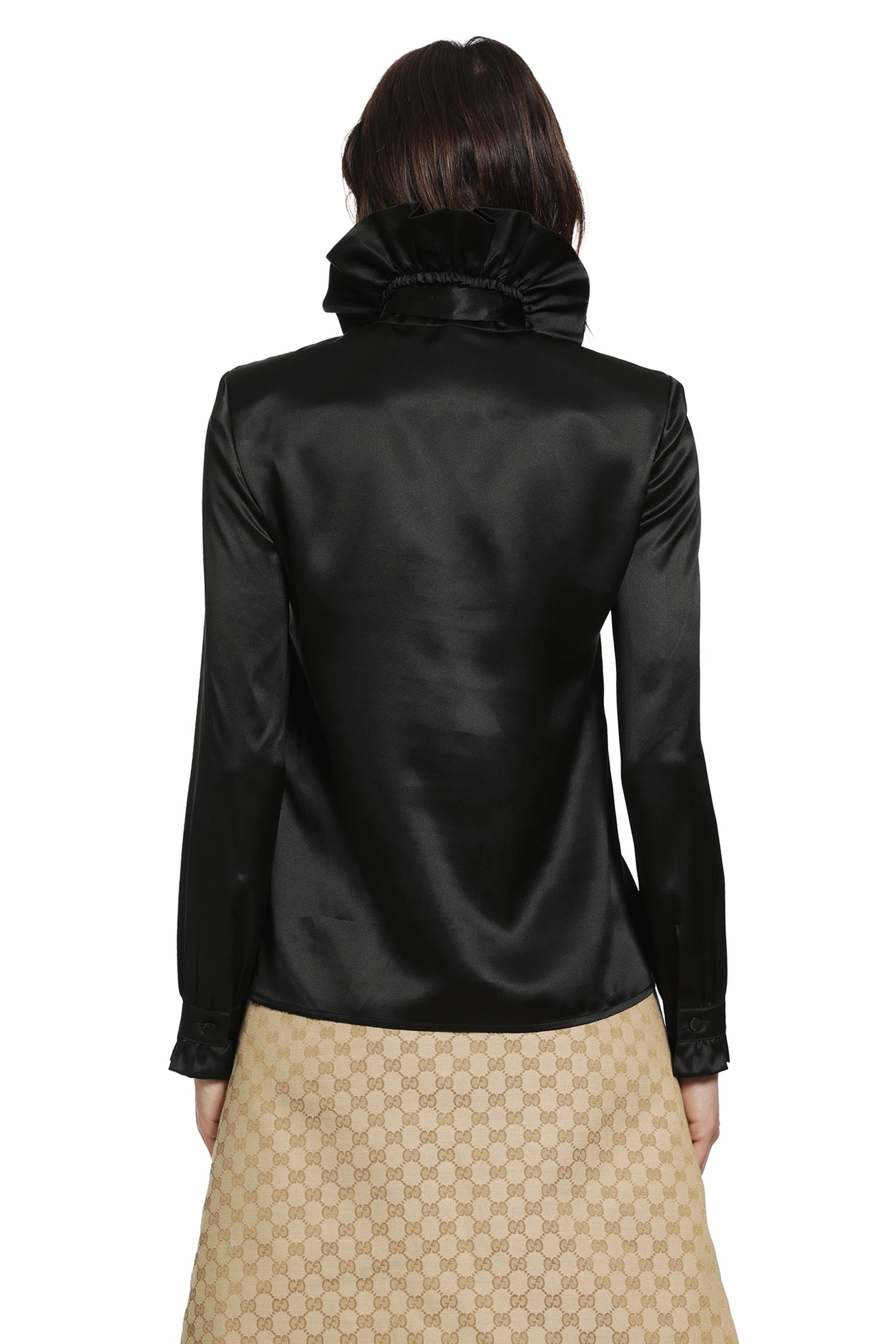 Silk Satin Ruffled Shirt