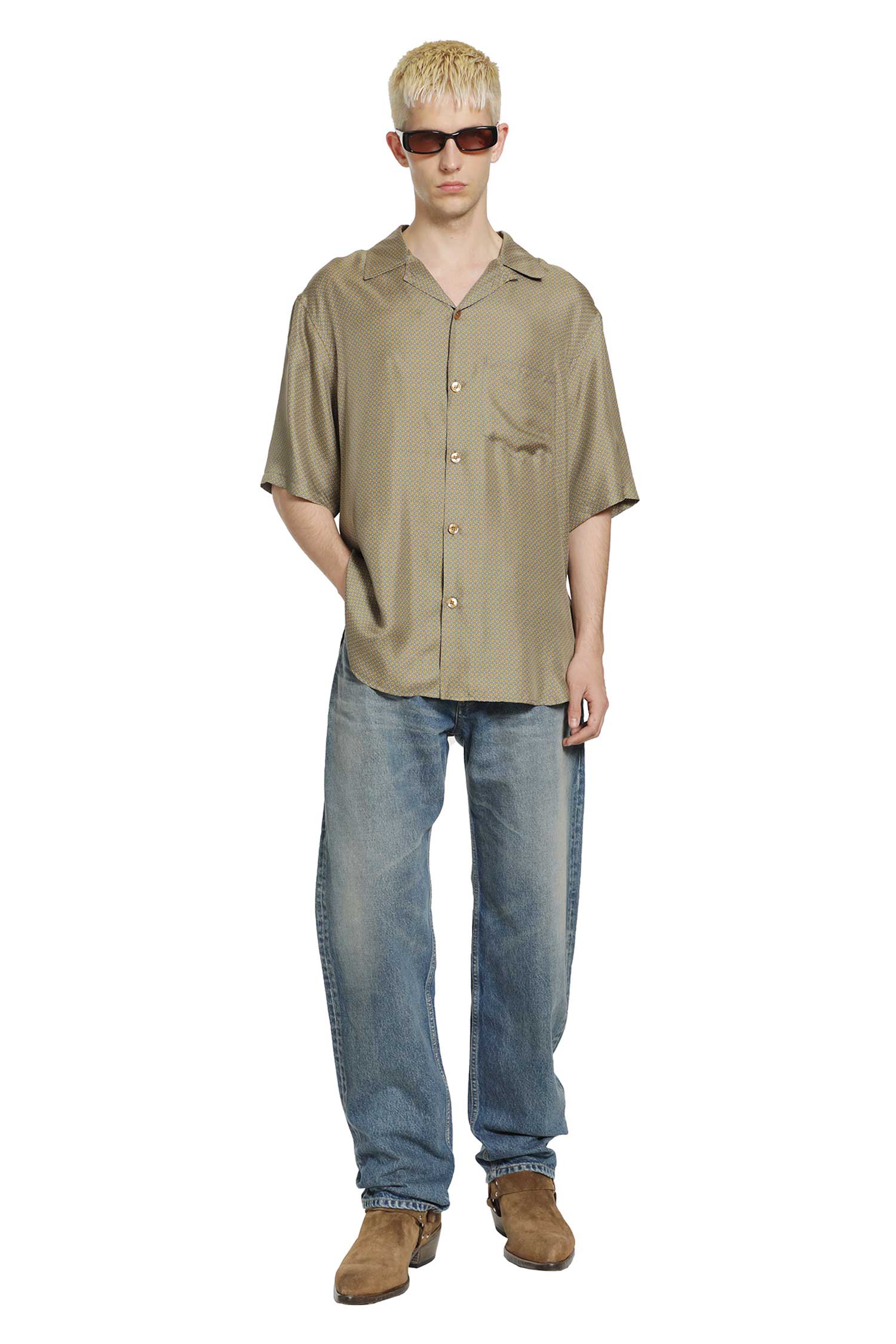 SAINT LAURENT Shirt in Geometrc Silk man