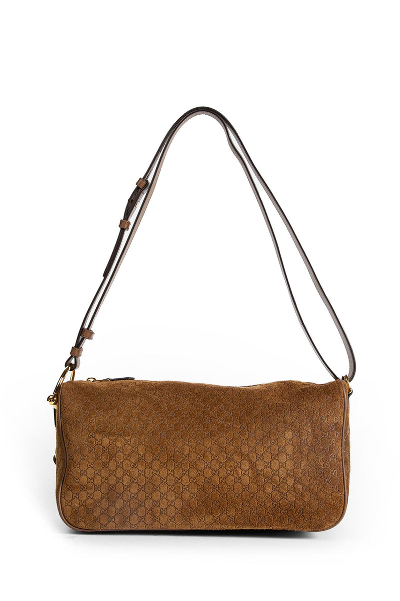 Embossed GG Suede Half Horsebit Bag