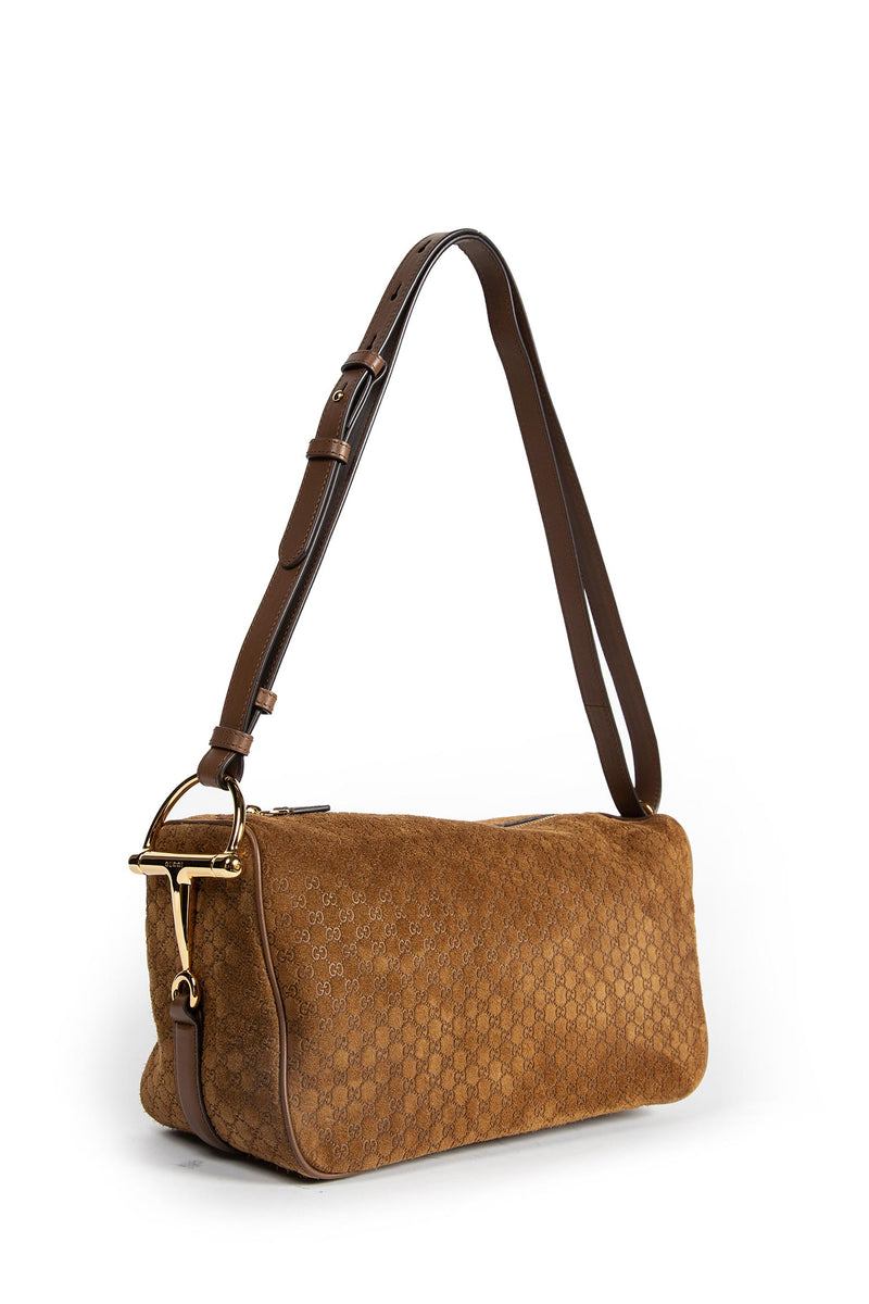 Embossed GG Suede Half Horsebit Bag