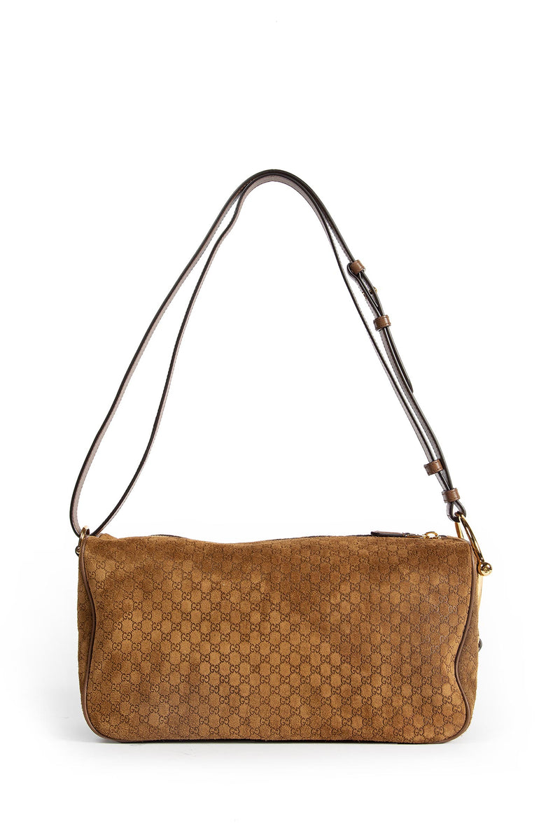 Embossed GG Suede Half Horsebit Bag