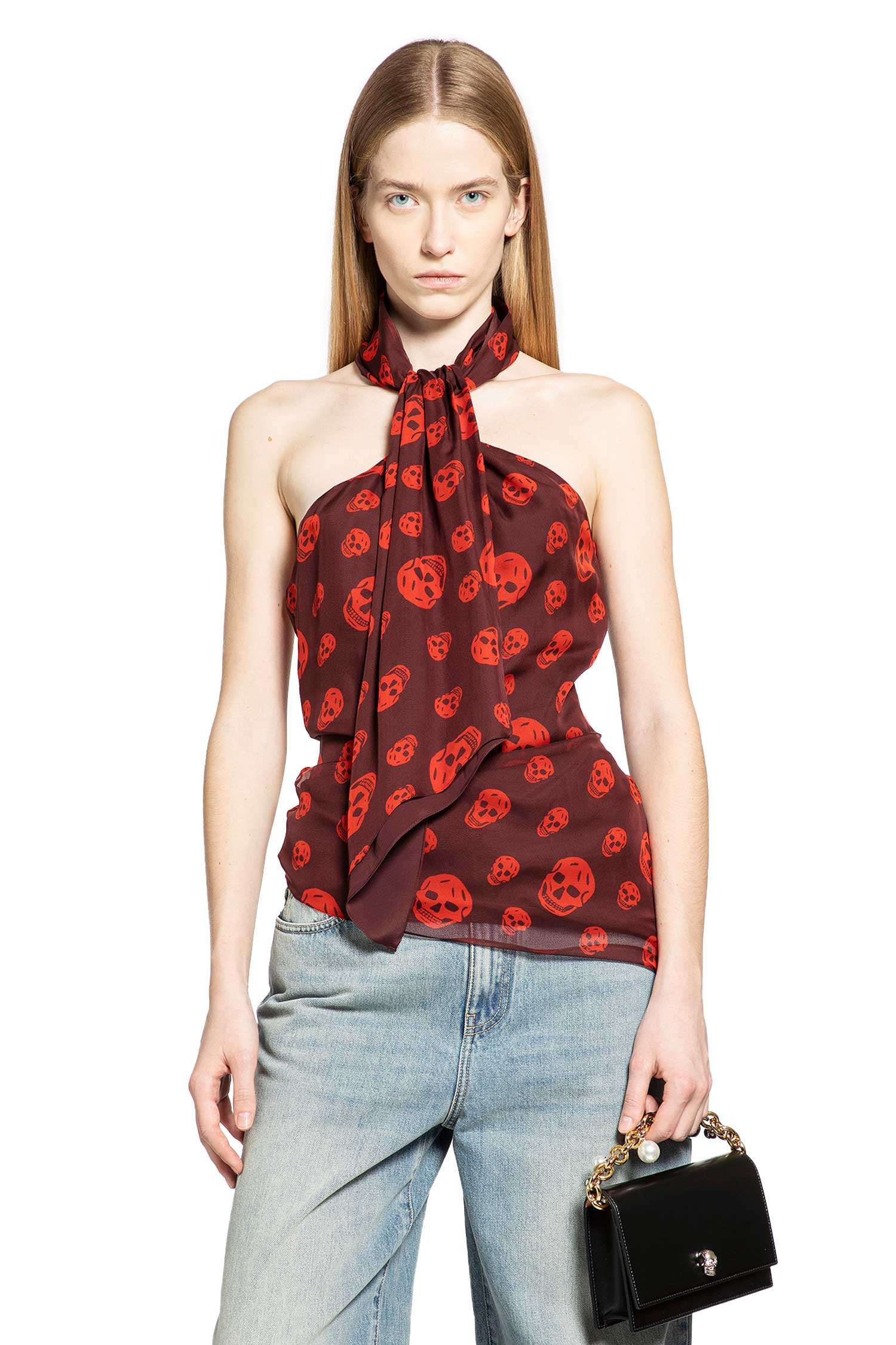Skull Print Halterneck Top