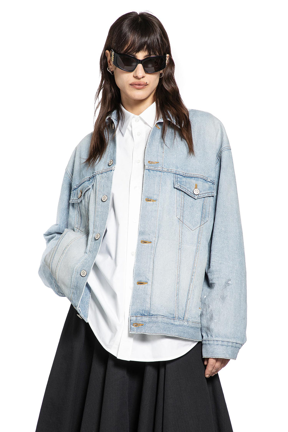 BALENCIAGA Masking Tape Logo Denim Jacket woman