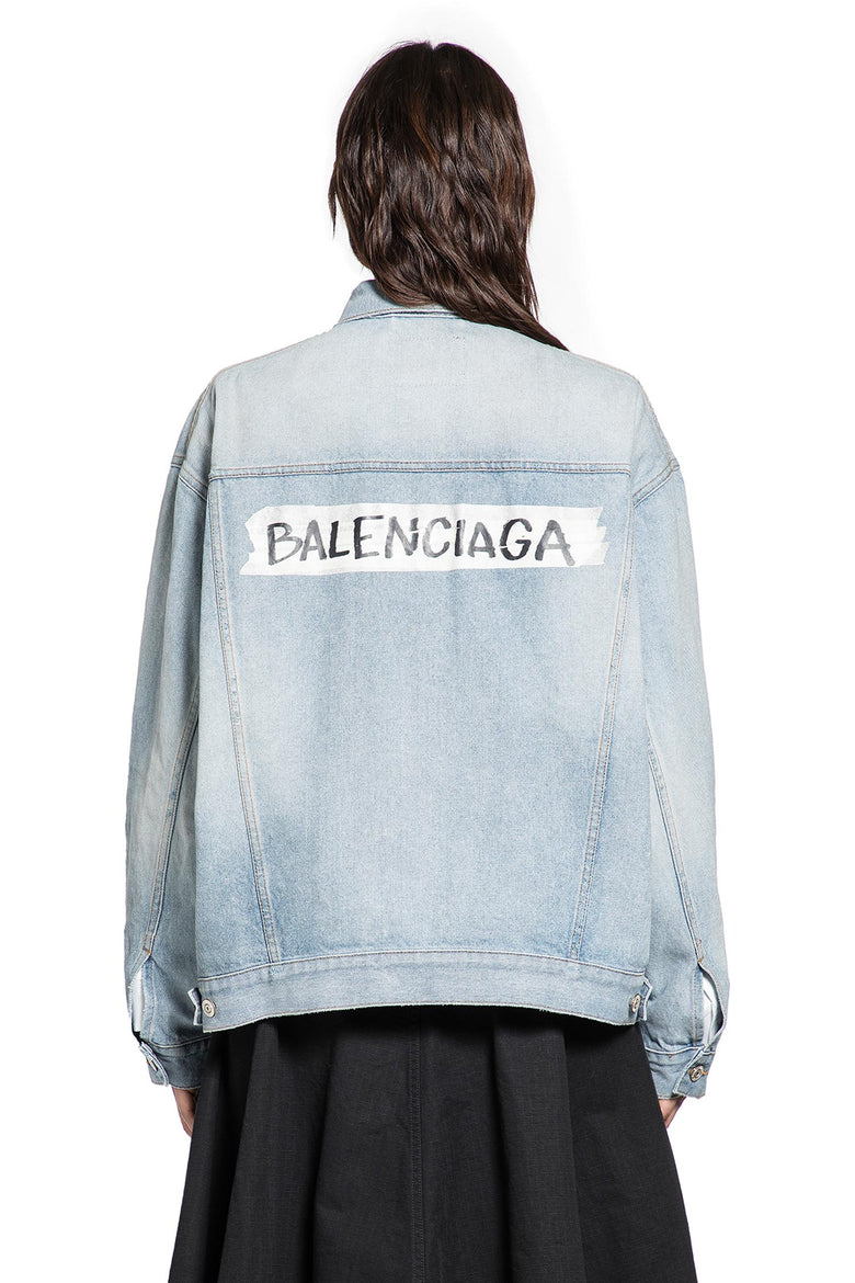BALENCIAGA Masking Tape Logo Denim Jacket woman