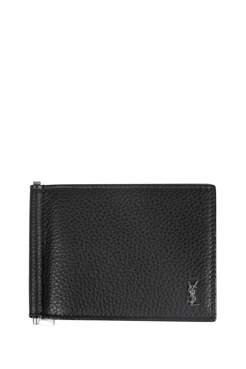 Grained Leather Bill Clip Wallet