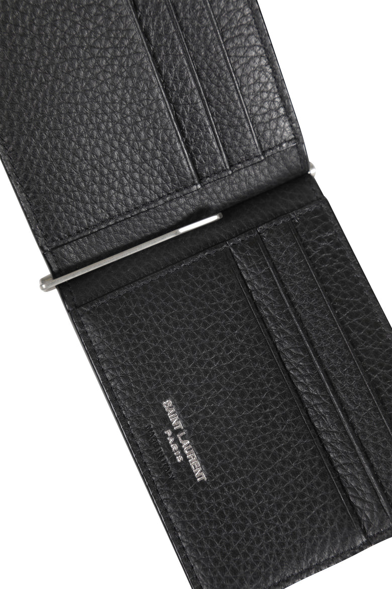 Grained Leather Bill Clip Wallet