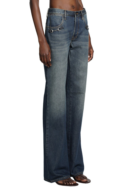 Cotton Denim Pants With Horsebit
