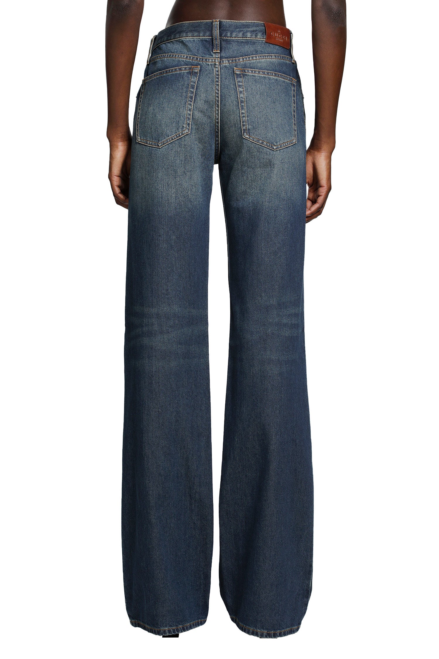GUCCI Cotton Denim Pants With Horsebit woman