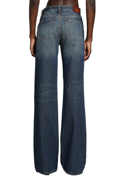 Cotton Denim Pants With Horsebit