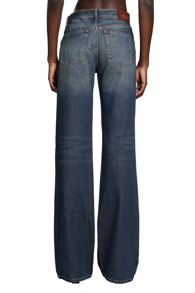 GUCCI Cotton Denim Pants With Horsebit woman