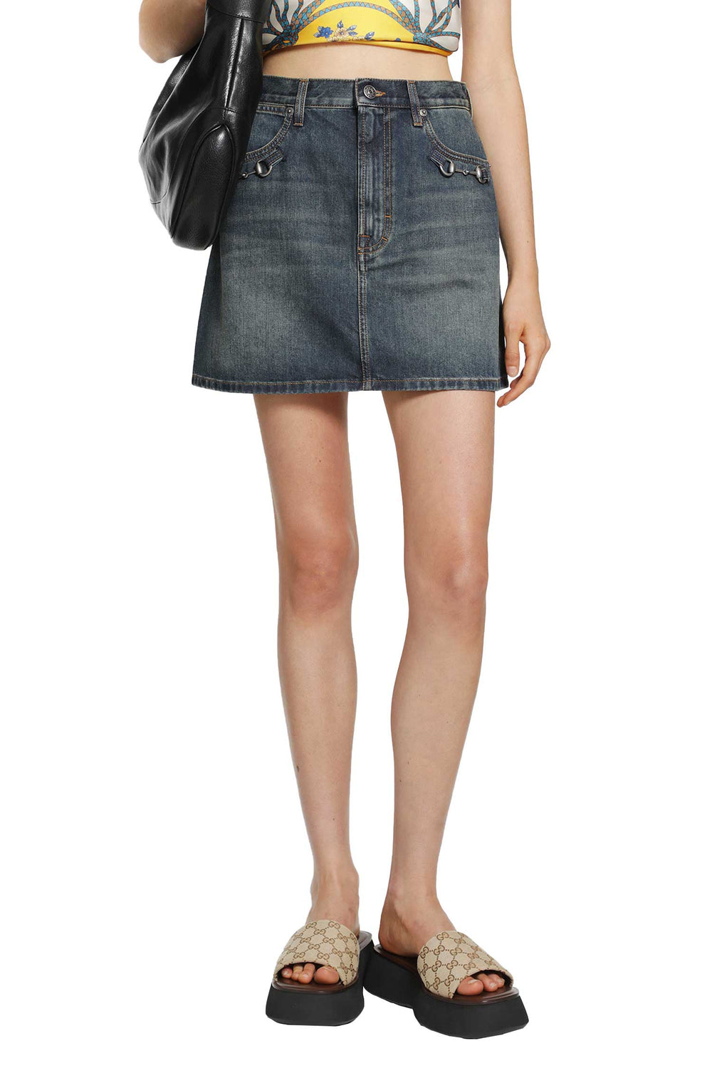 GUCCI Horsebit Denim Mini Skirt woman