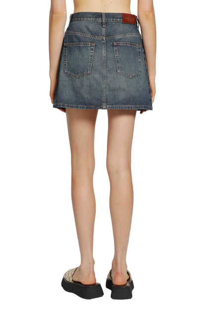 Horsebit Denim Mini Skirt