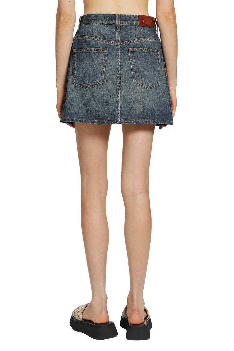 GUCCI Horsebit Denim Mini Skirt woman