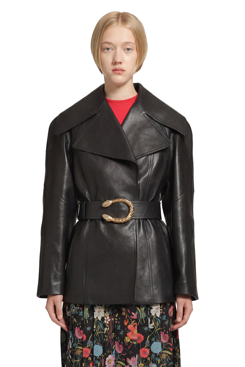 GUCCI Belted Leather Nappa Trench Coat woman