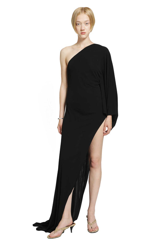 Asymmetric Viscose Jersey Long dress