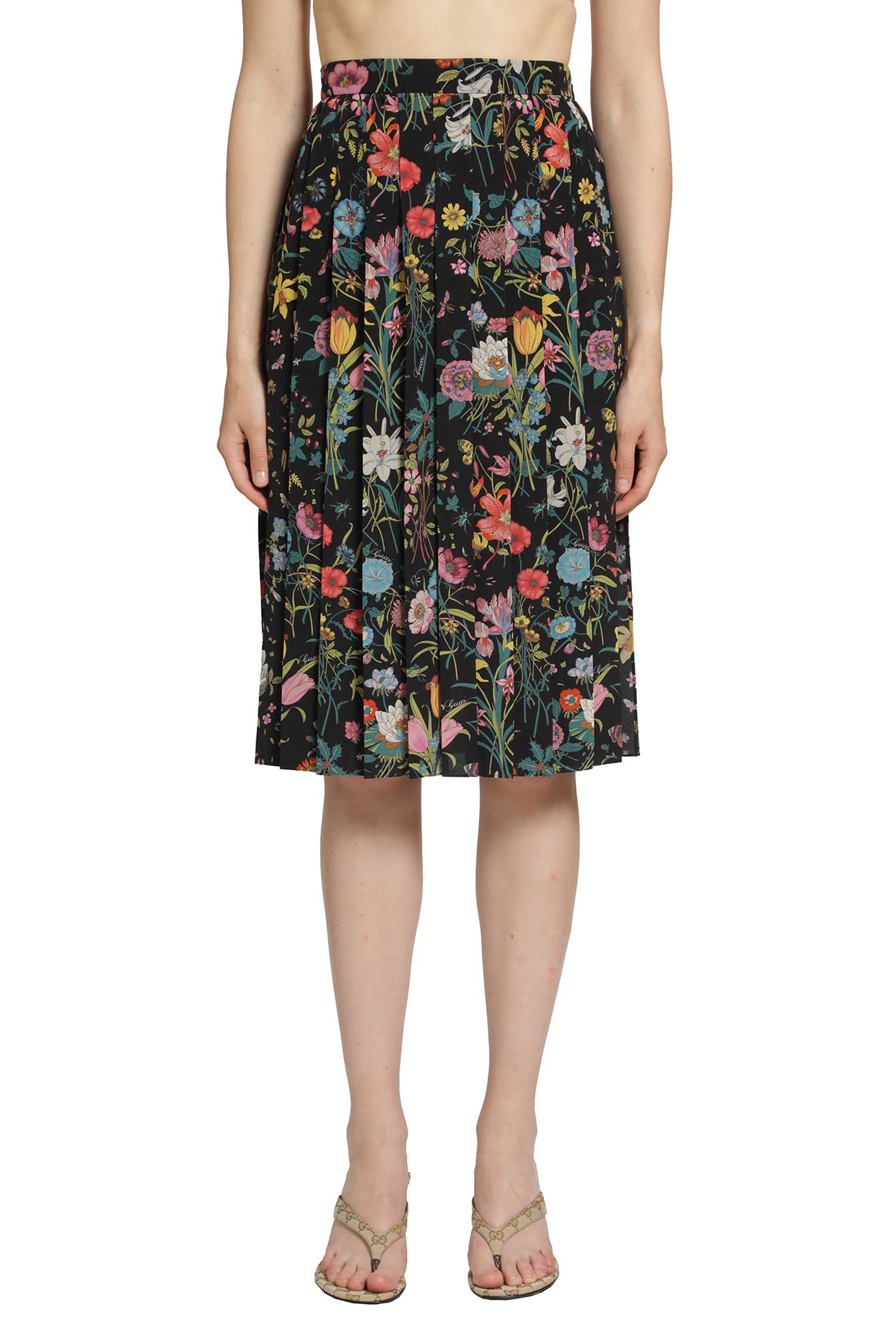 Printed Silk Midi Skirt