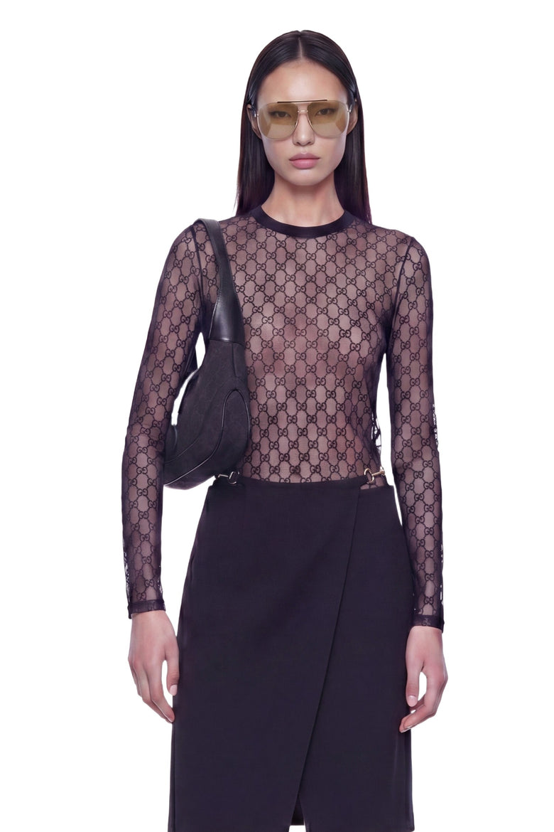 GUCCI GG Stretch Lace T-Shirt woman