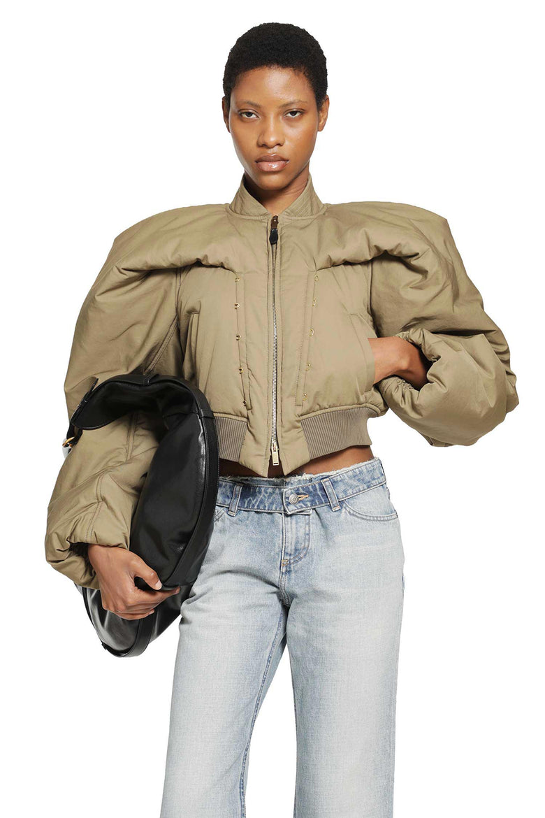 MCQUEEN Cropped Bomber Jacket woman