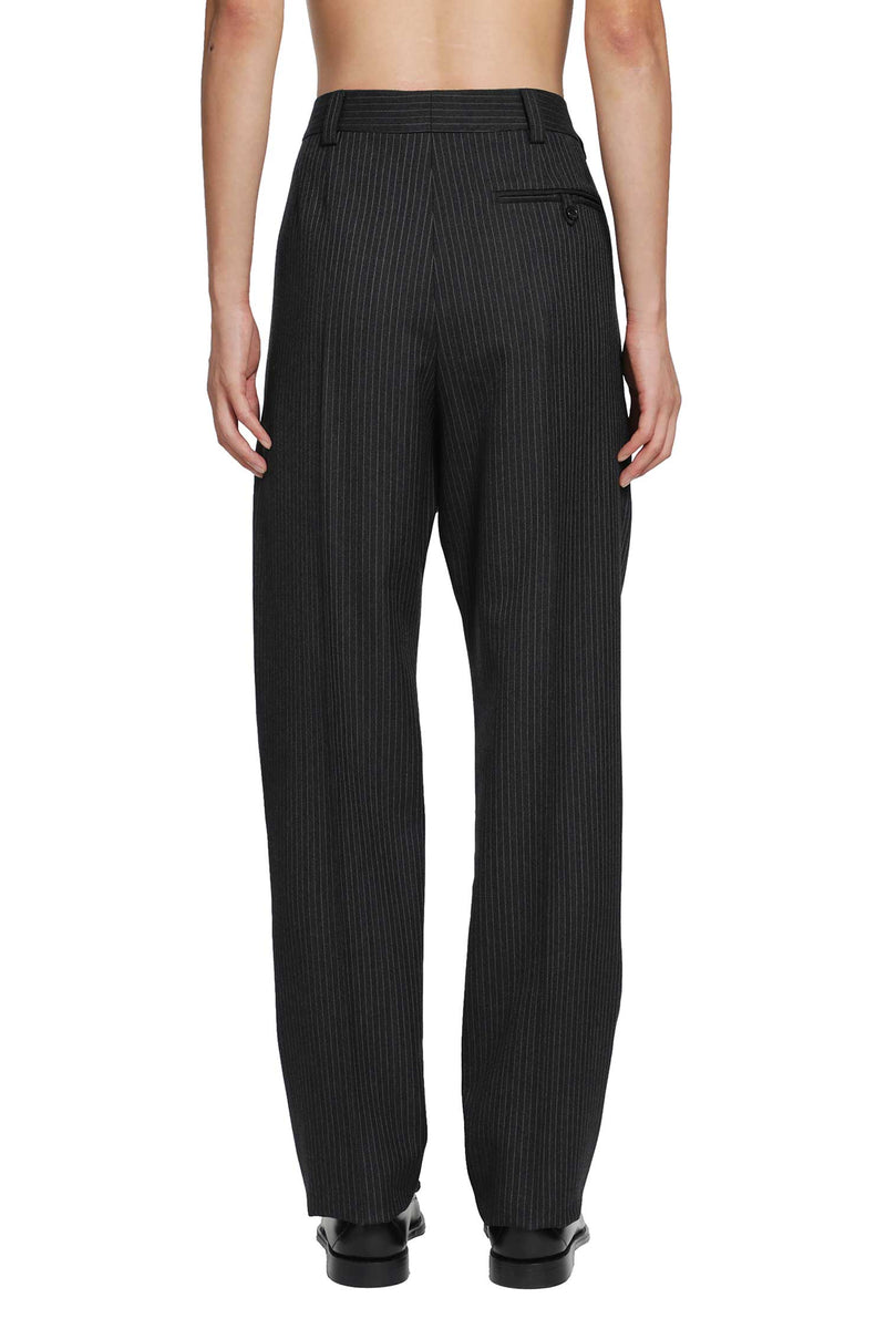 SAINT LAURENT Striped Herringbone Wool Tapered Trousers man