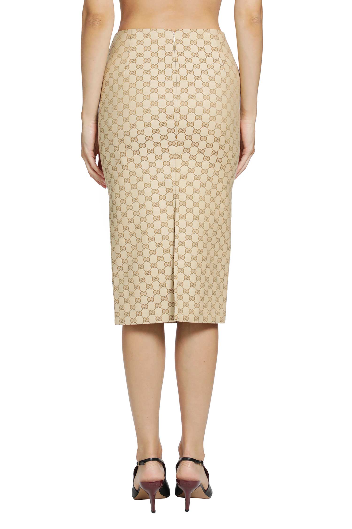GUCCI GG Cotton Canvas Midi Skirt woman