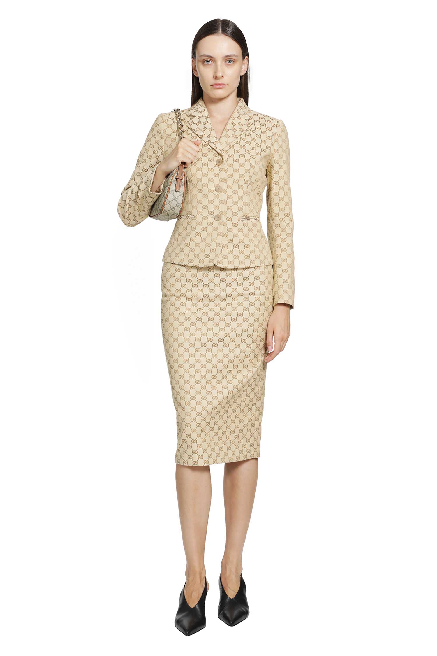GUCCI GG Cotton Canvas Midi Skirt woman