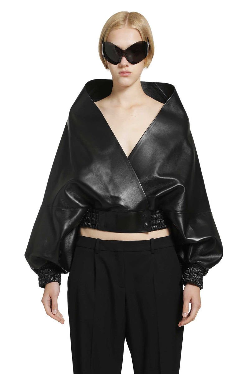 BALENCIAGA Wrap Jacket in Smooth Light Lambskin woman