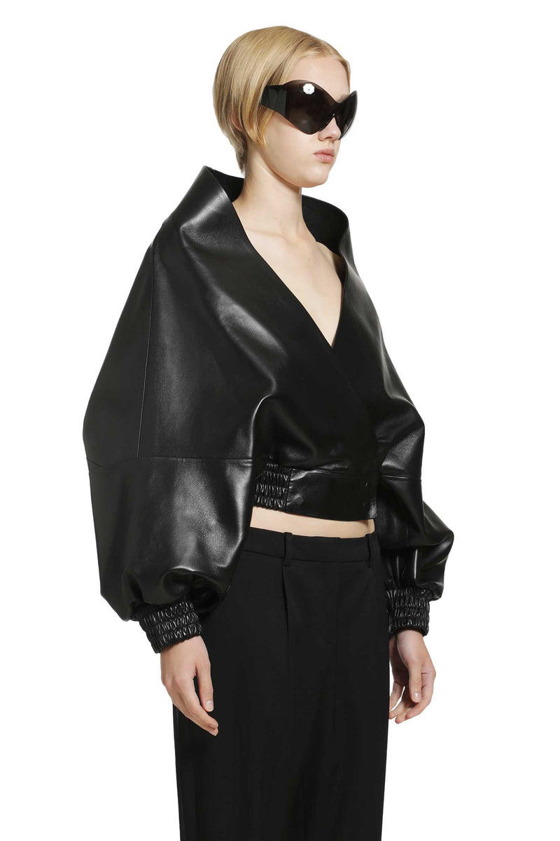 BALENCIAGA Wrap Jacket in Smooth Light Lambskin woman