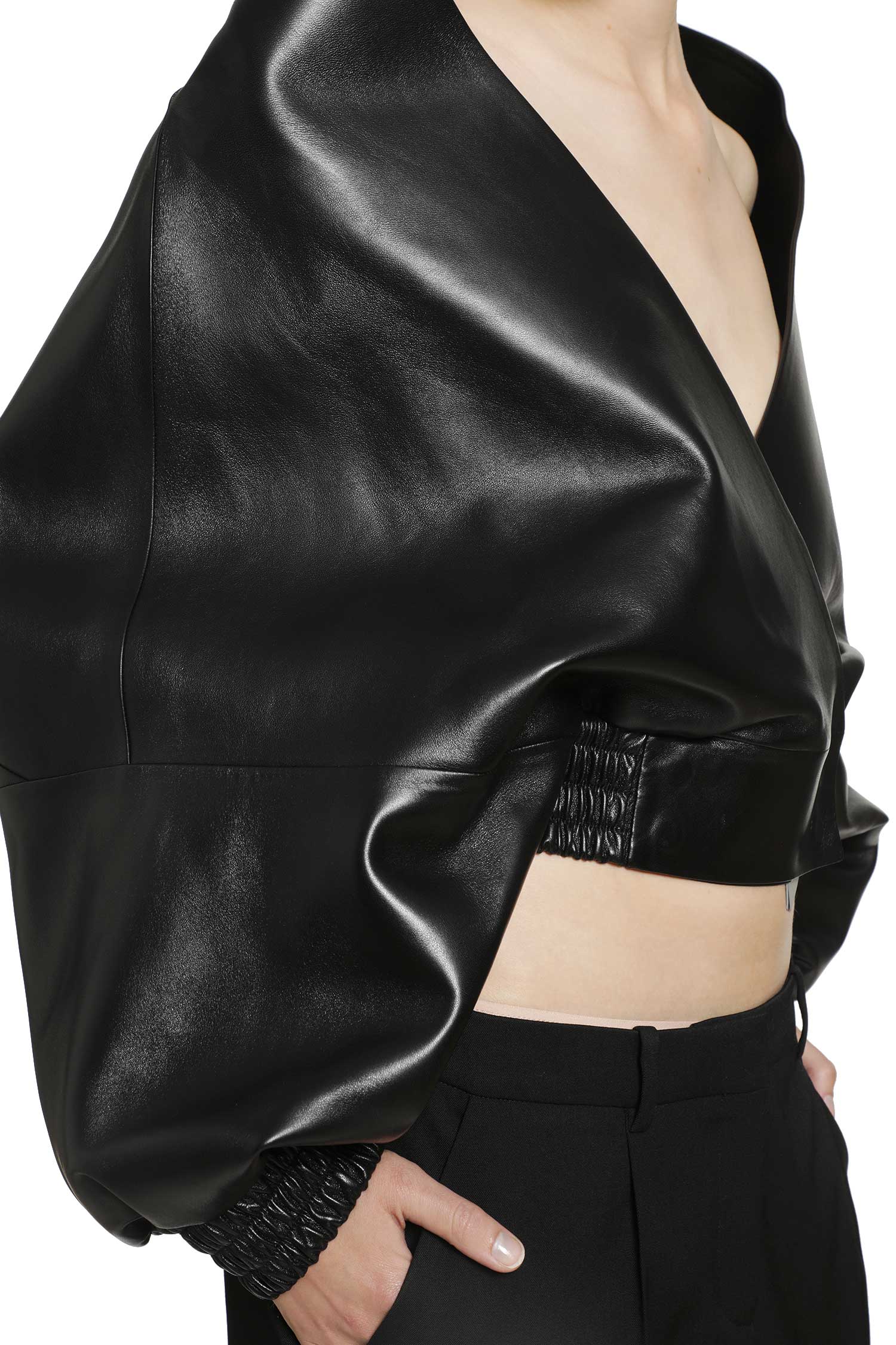 Wrap Jacket in Smooth Light Lambskin