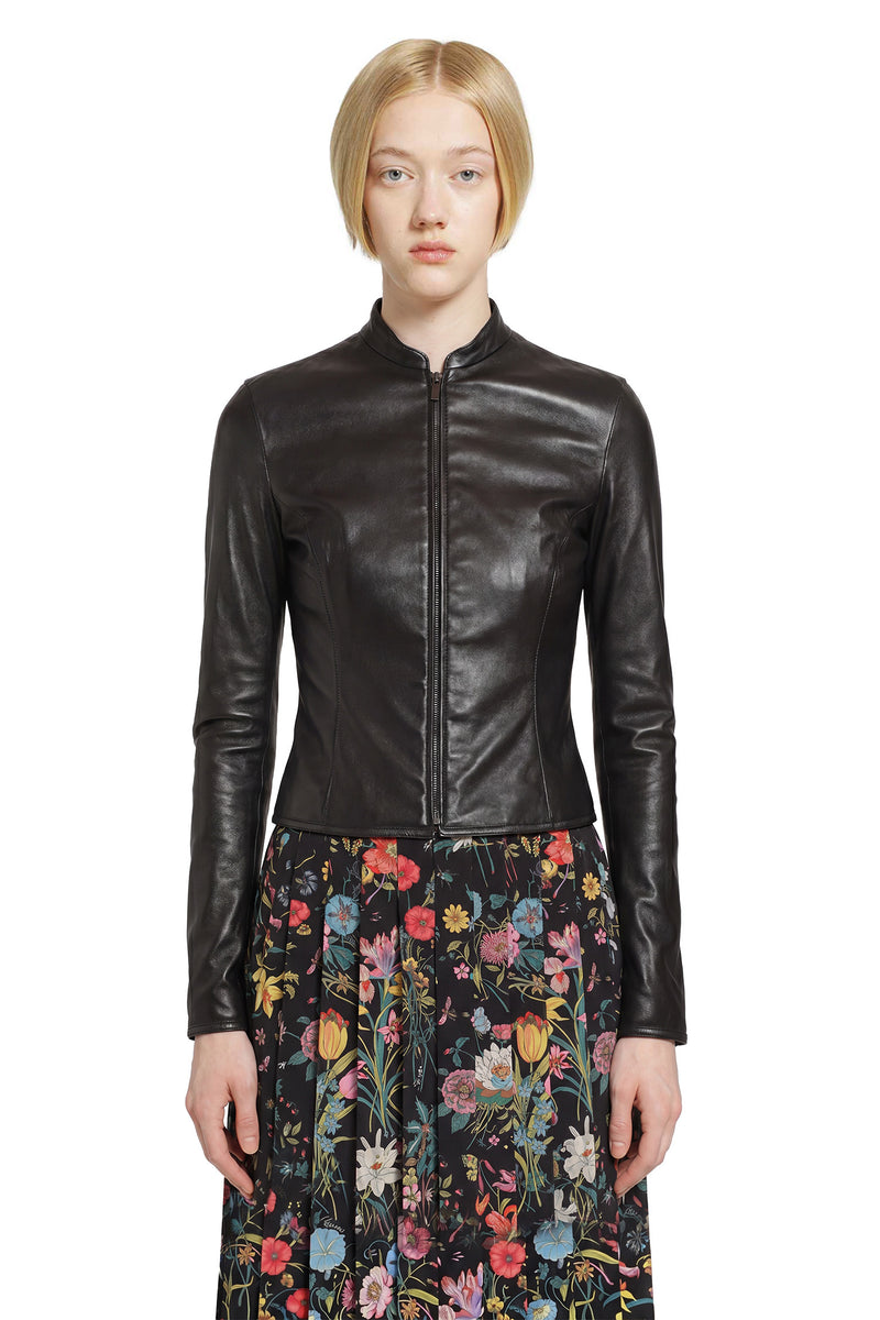 GUCCI Light Stretch Leather Zip Jacket woman