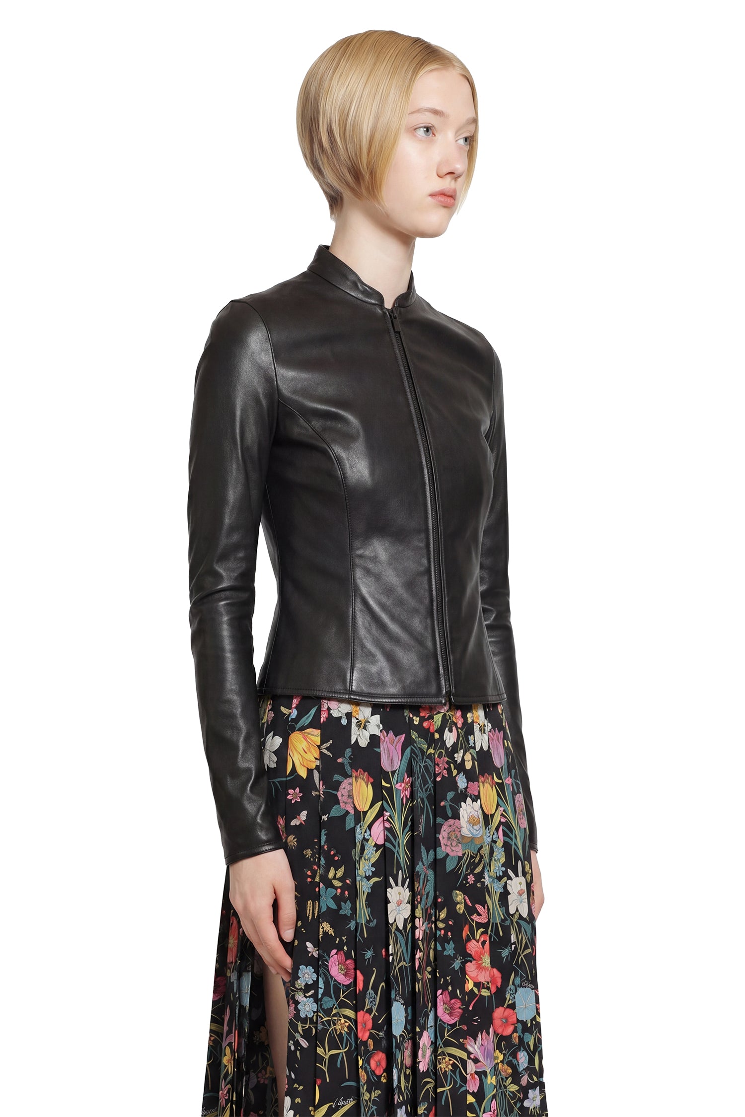 GUCCI Light Stretch Leather Zip Jacket woman