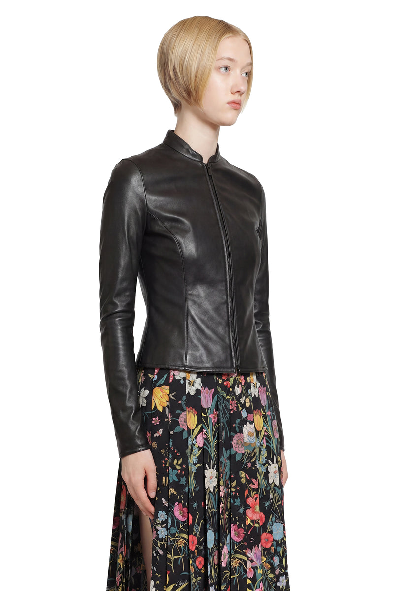 GUCCI Light Stretch Leather Zip Jacket woman