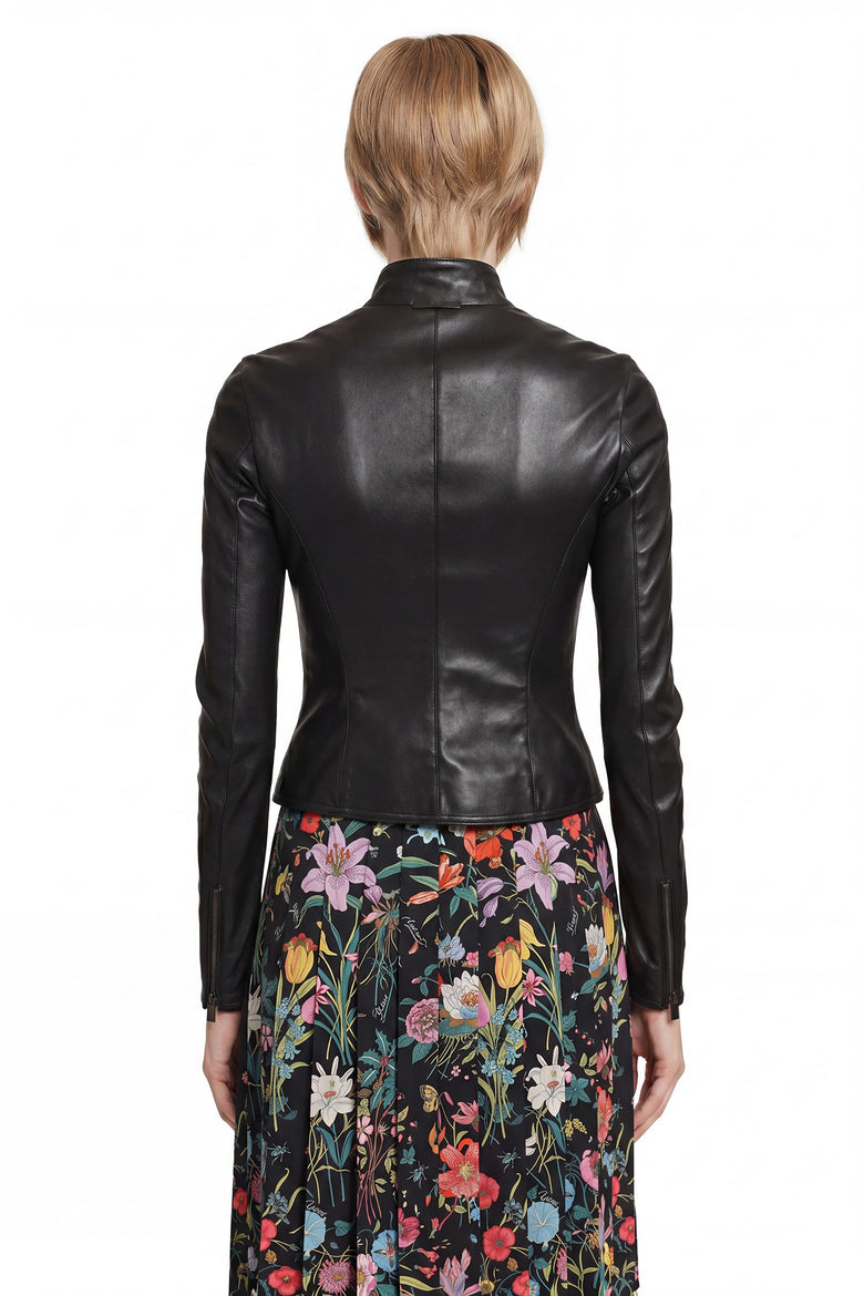 GUCCI Light Stretch Leather Zip Jacket woman