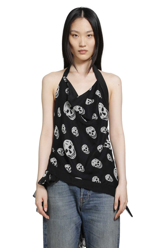 Skull Print Asymmetric Top