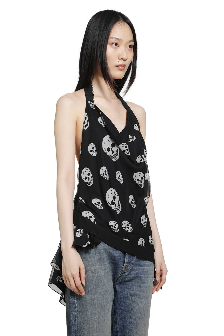 
              MCQUEEN Skull Print Asymmetric Top woman
            