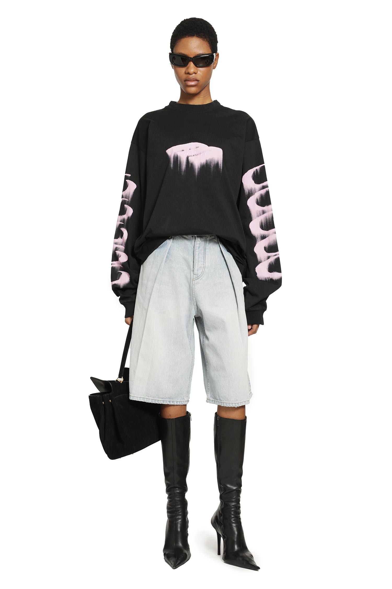 BALENCIAGA Pleated Denim Shorts woman