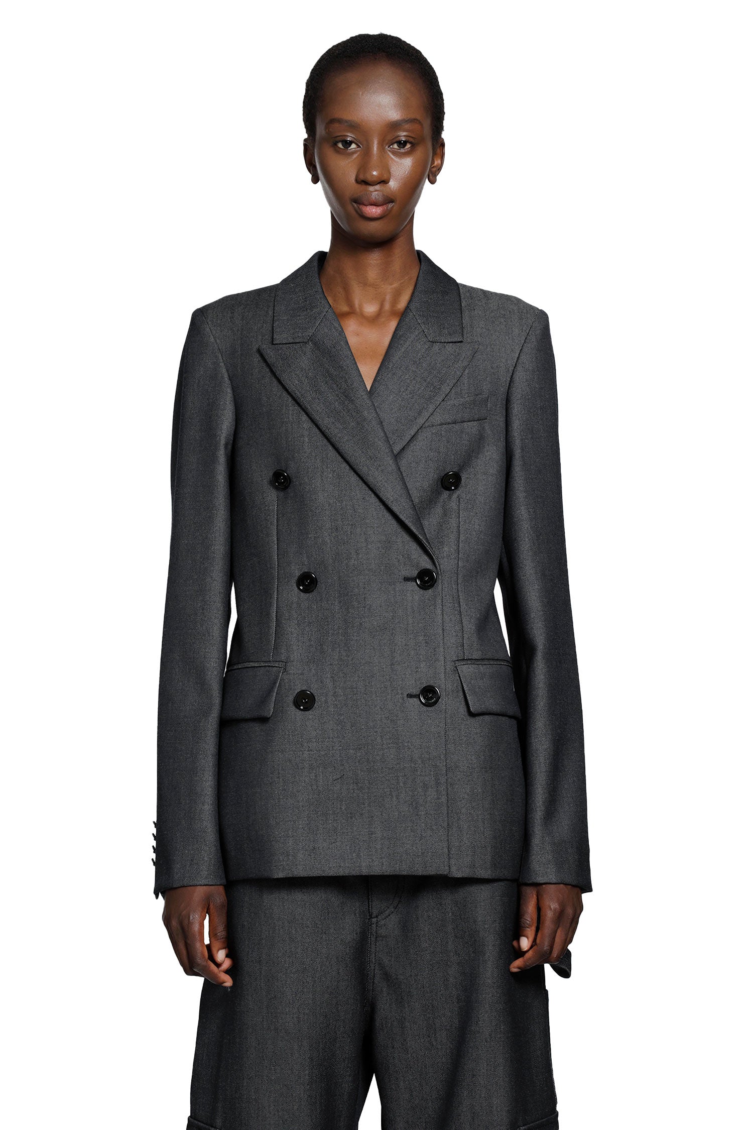 BALENCIAGA Wool Denim Twill Double-Breasted Blazer woman