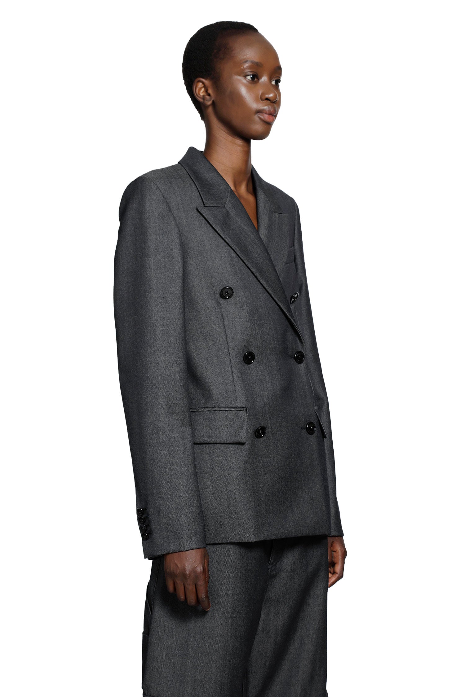 BALENCIAGA Wool Denim Twill Double-Breasted Blazer woman