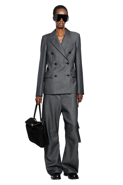 Wool Denim Twill Double-Breasted Blazer