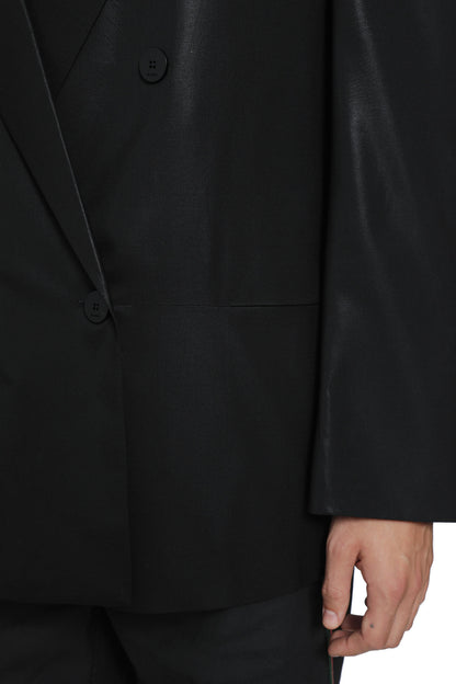 Chintzed Wool Double-Breasted Blazer