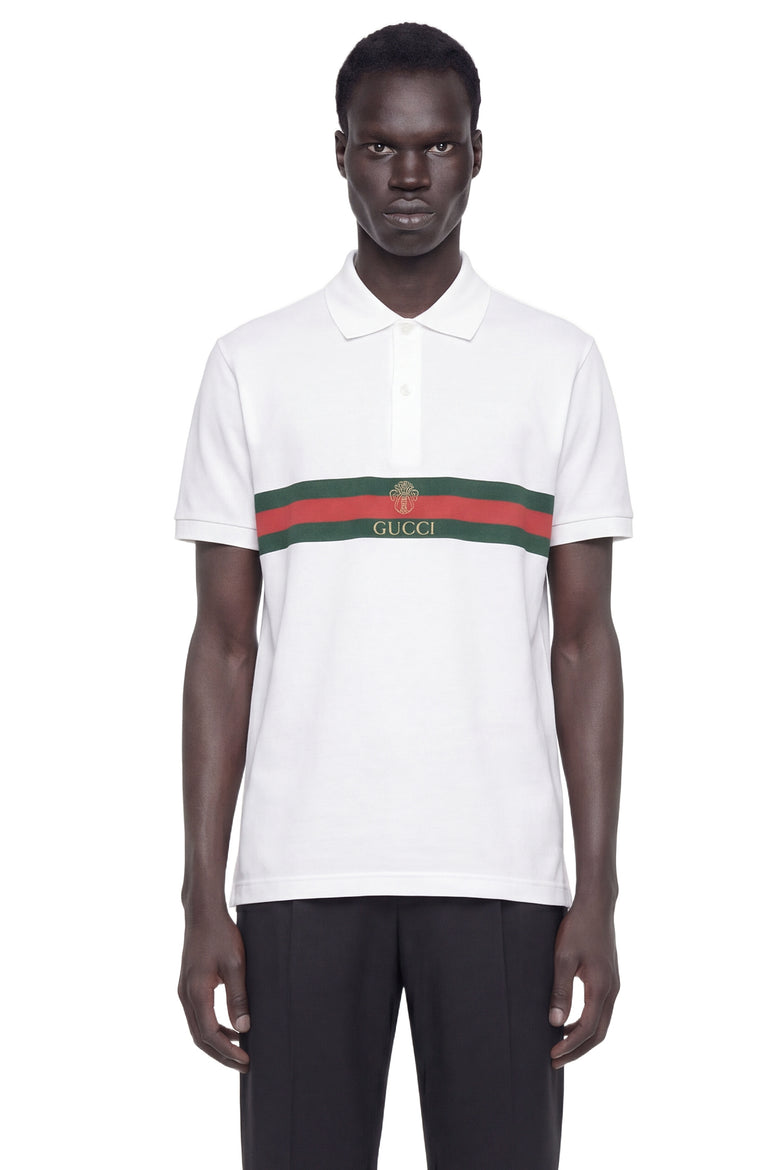GUCCI Cotton Jersey Polo with Web man