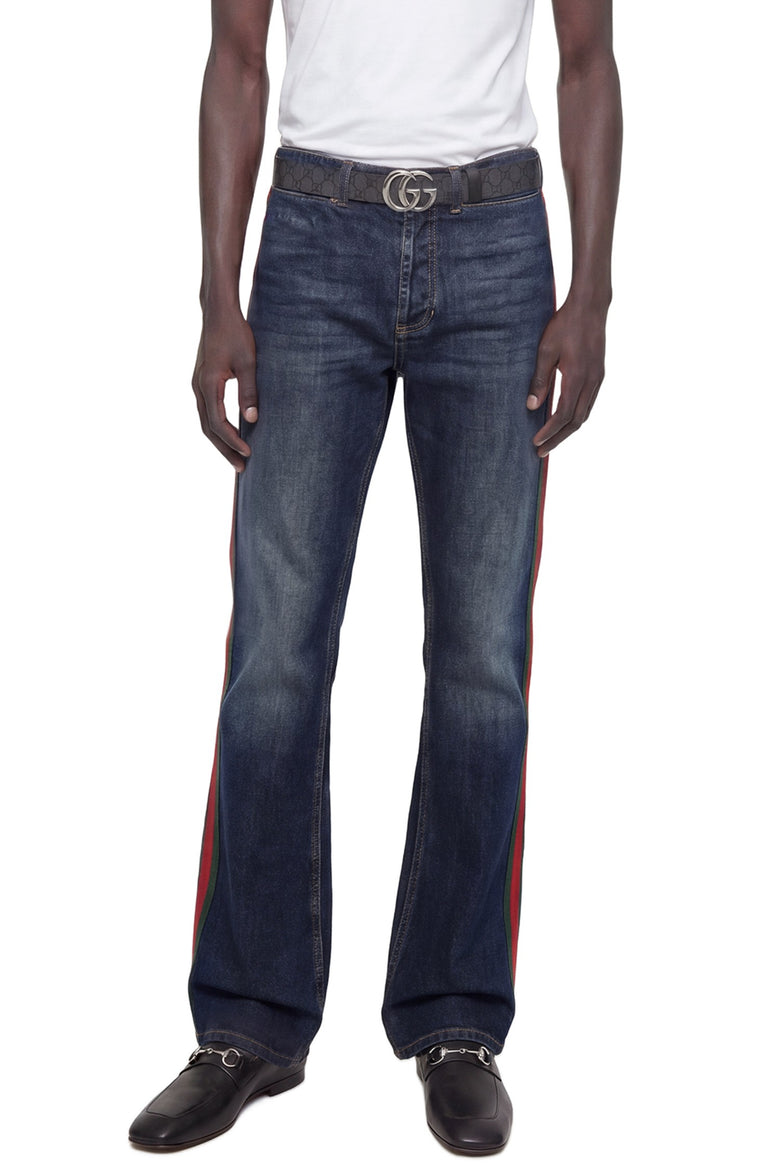 GUCCI Flared 5 Pocket Jeans with Web man