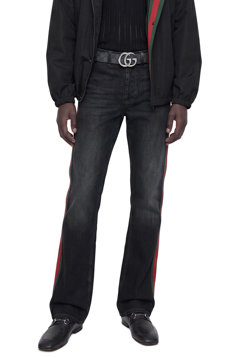 GUCCI Flared 5 Pocket Jeans with Web man