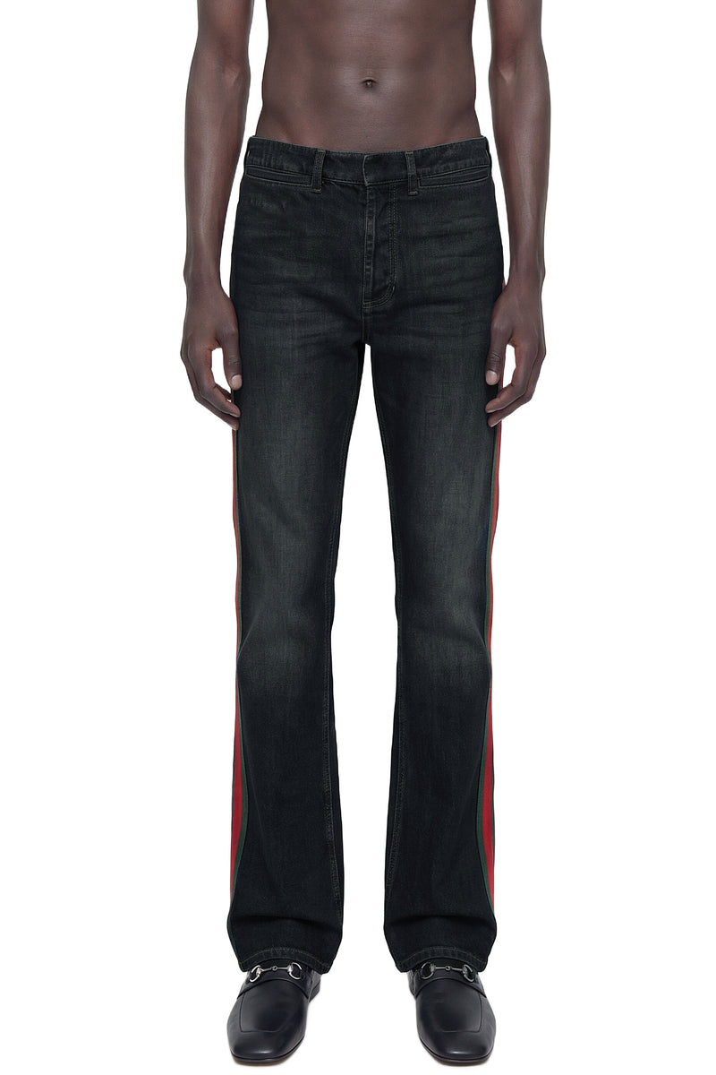 GUCCI Flared 5 Pocket Jeans with Web man