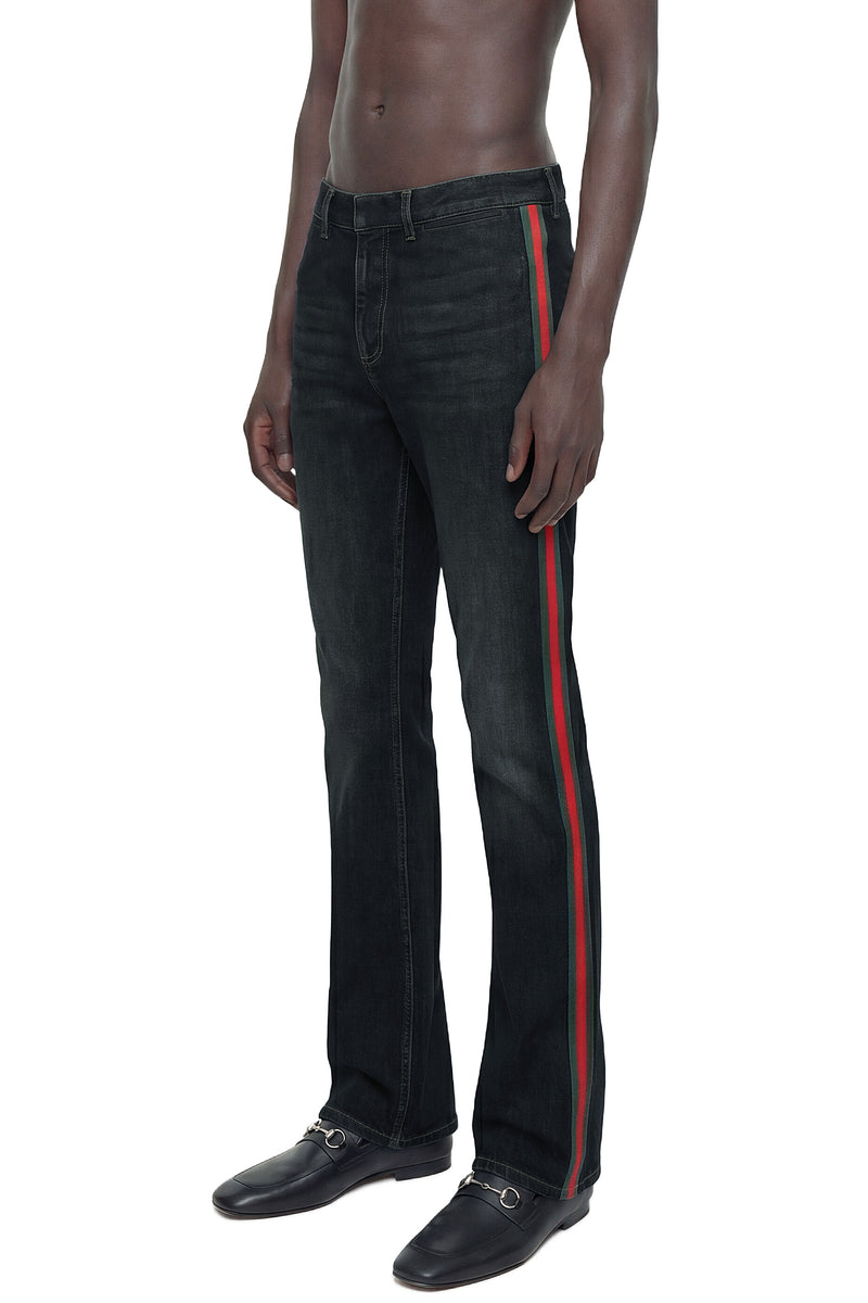 GUCCI Flared 5 Pocket Jeans with Web man