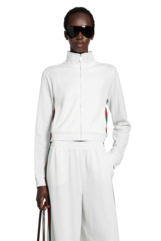 Cropped Cotton Rib Jersey Track Jacket