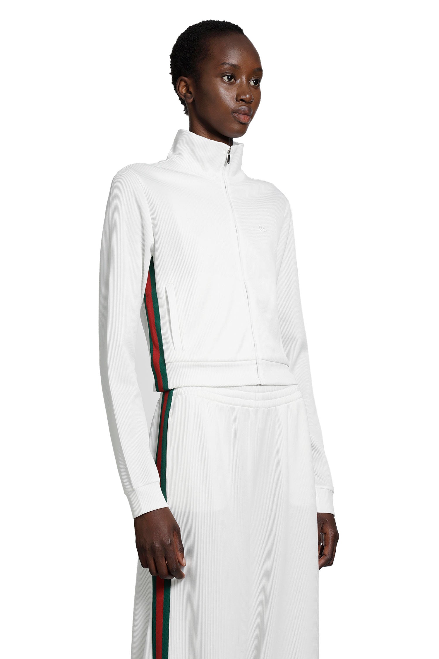 GUCCI Cropped Cotton Rib Jersey Track Jacket woman
