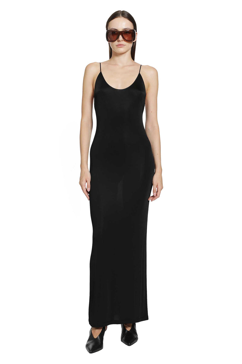 SAINT LAURENT Knit Cassandre Chain Backless Dress woman